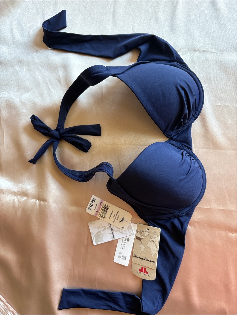 Tommy Bahama Navy Halter Bikini Top Sz 34D New